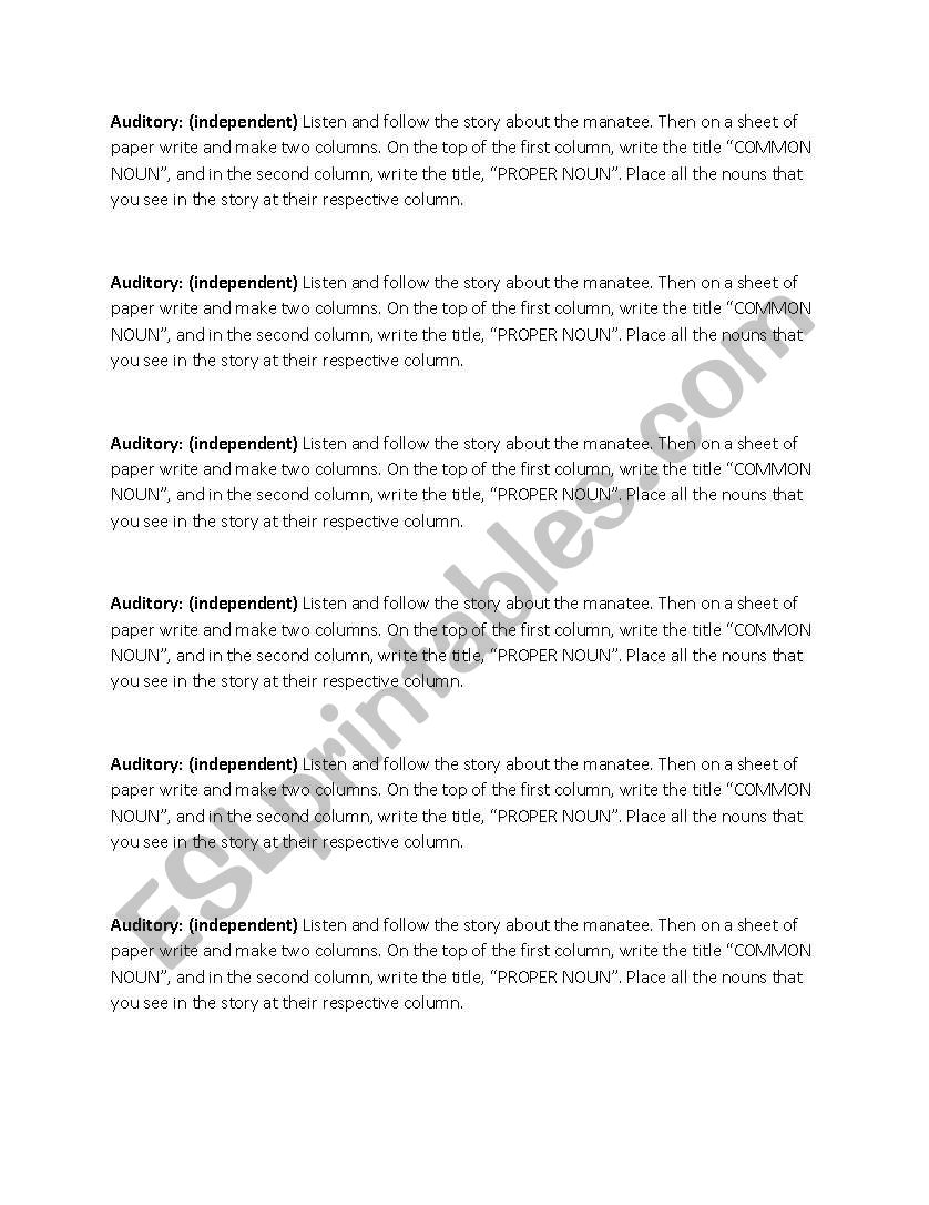 common and proper nouns learning style by auditory