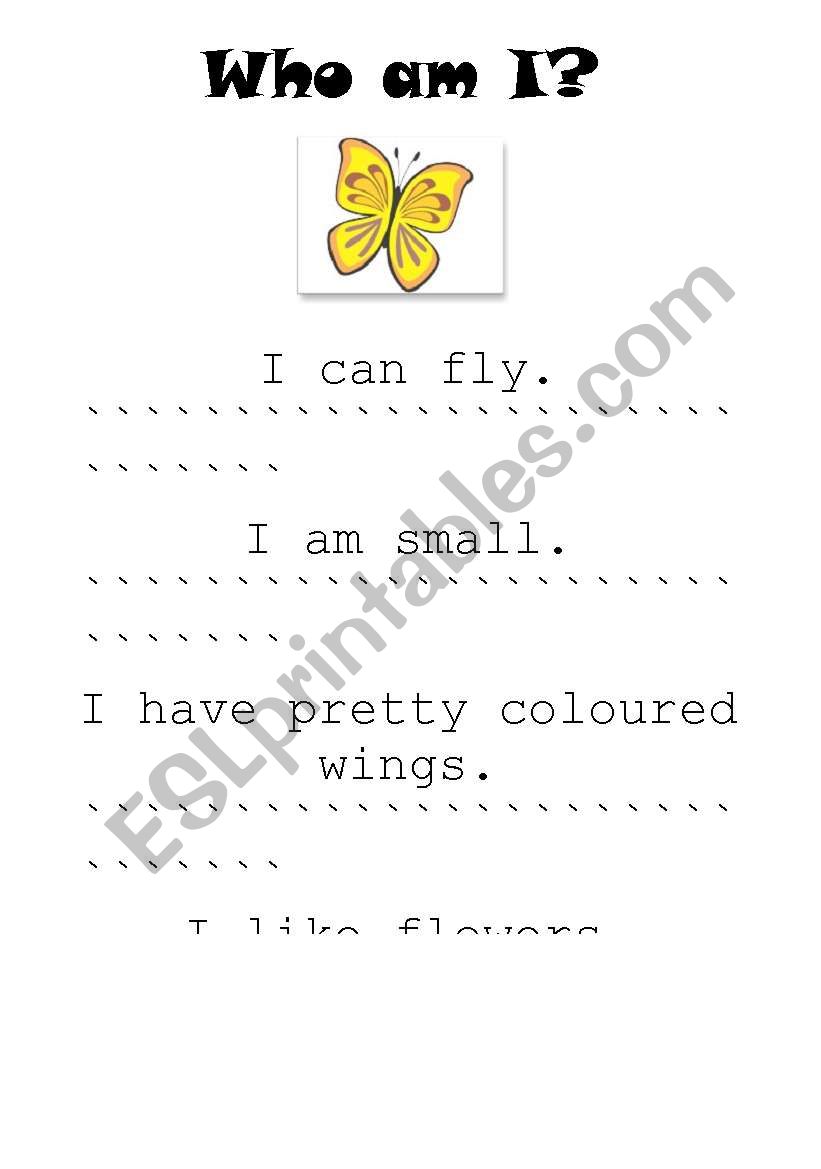 Who am I? Butterfly  worksheet