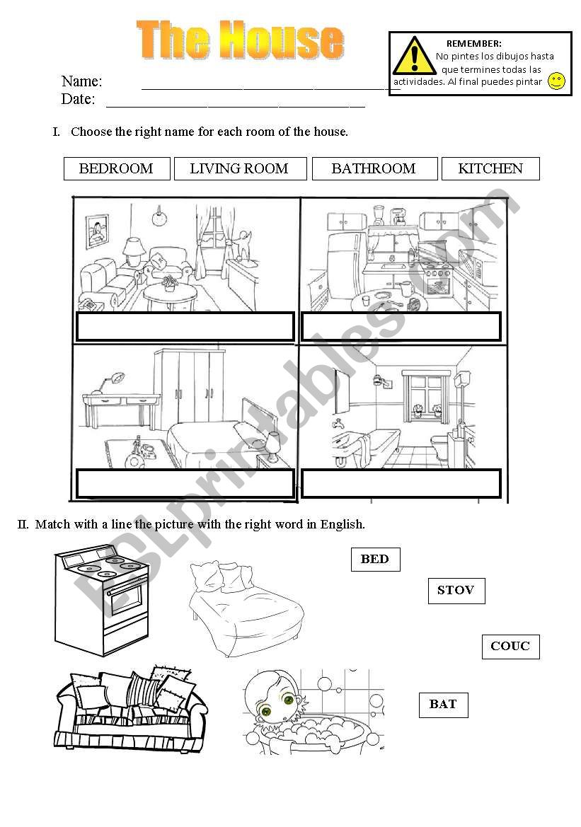 The House worksheet