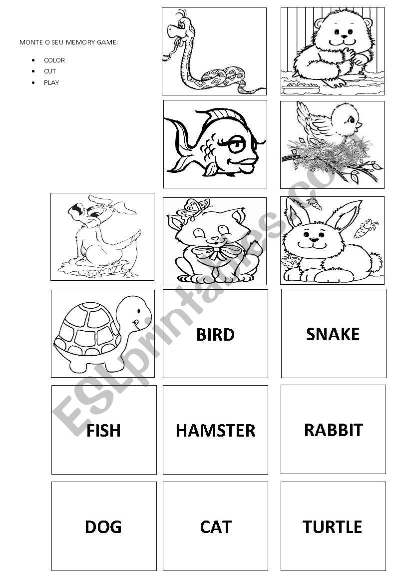 Farm Animals - Memory Game worksheet