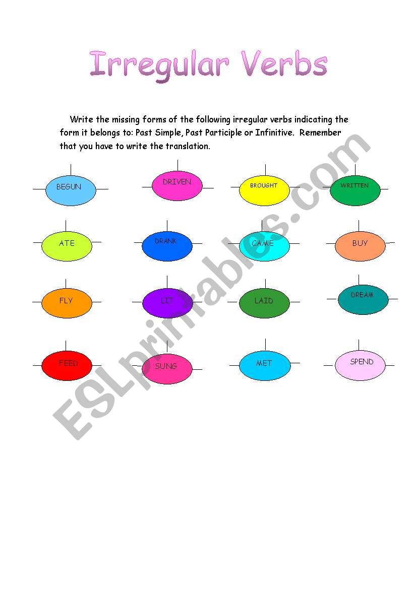 Irregular Verbs worksheet