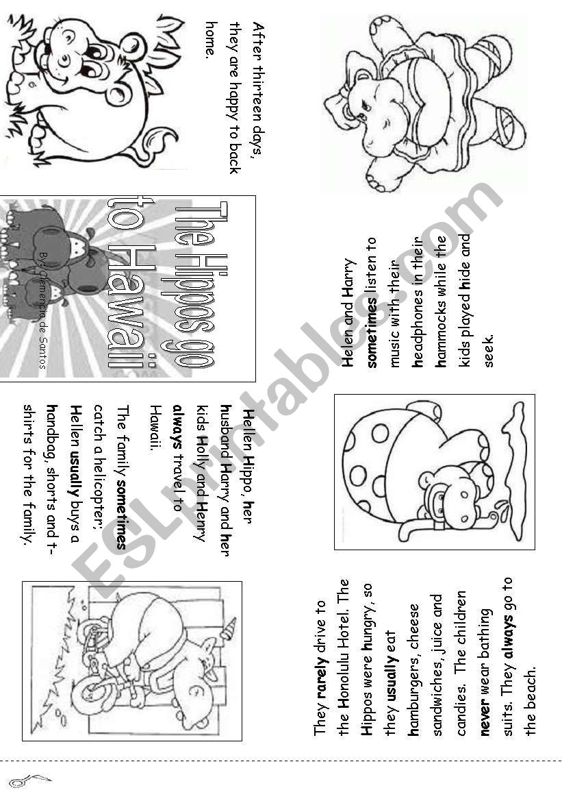 Minibook The Hippos in Hawai worksheet