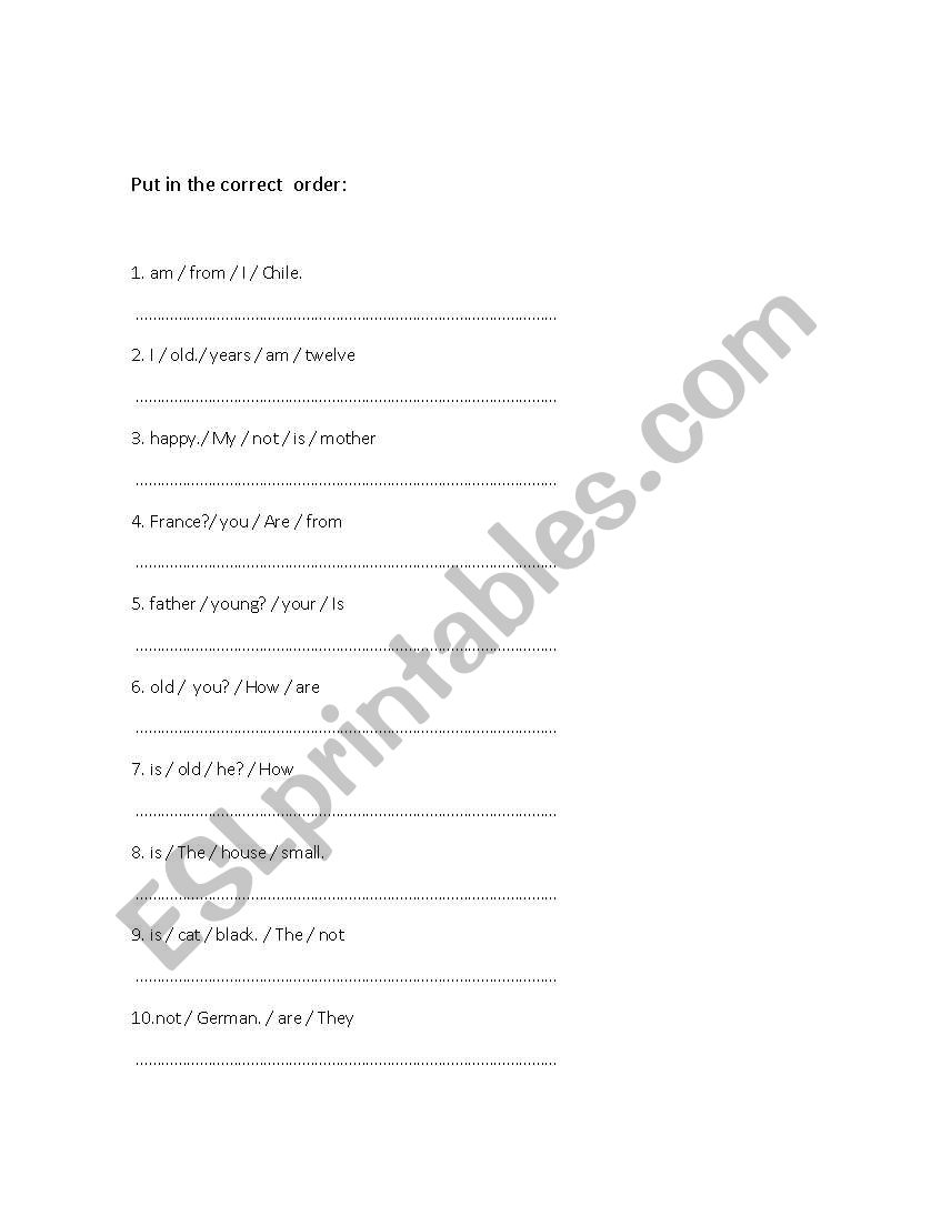 VERB TO BE worksheet