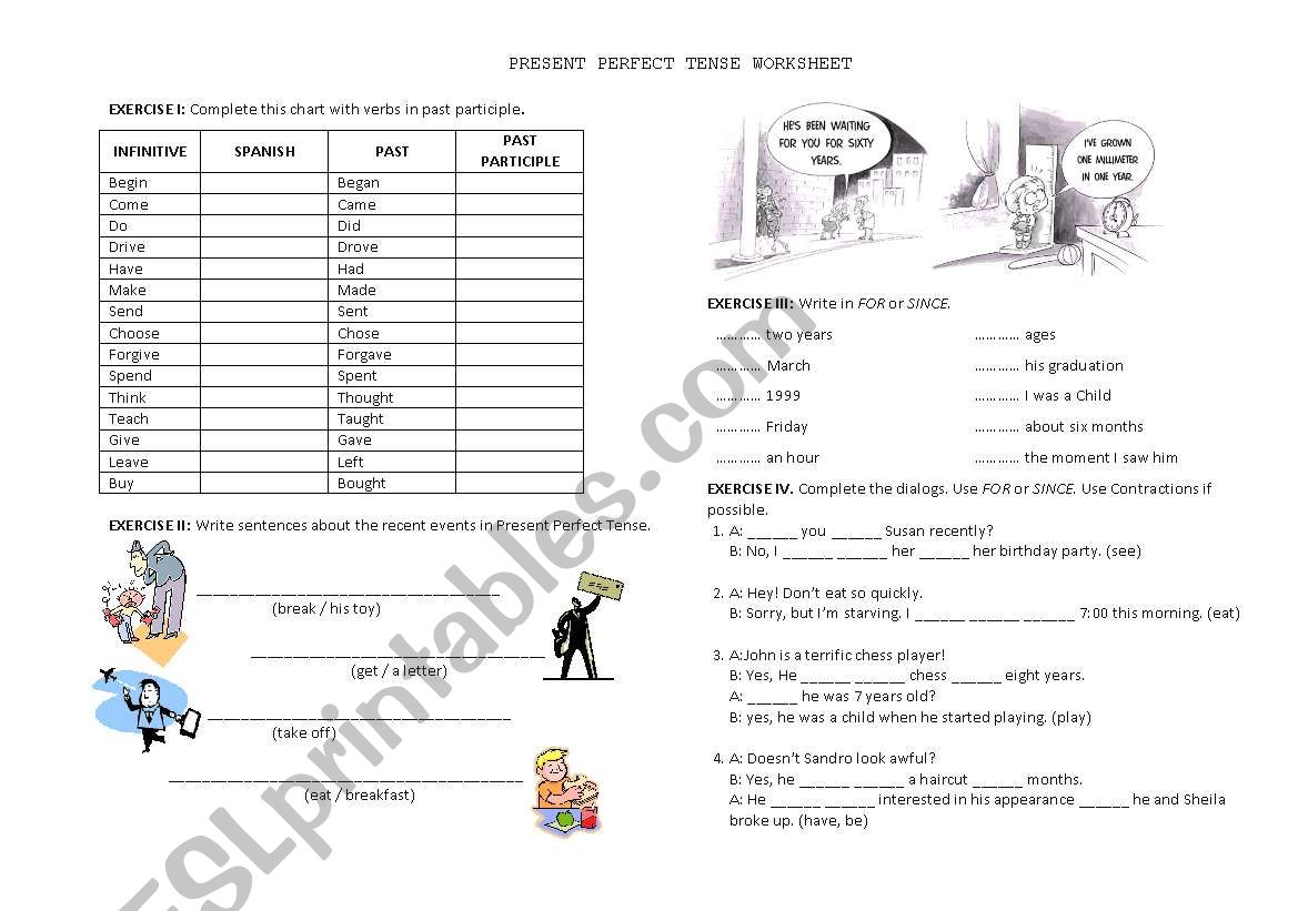 present perfect tense worksheet