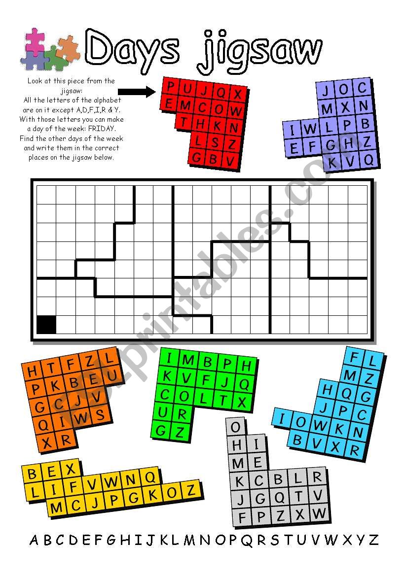 Days Jigsaw worksheet