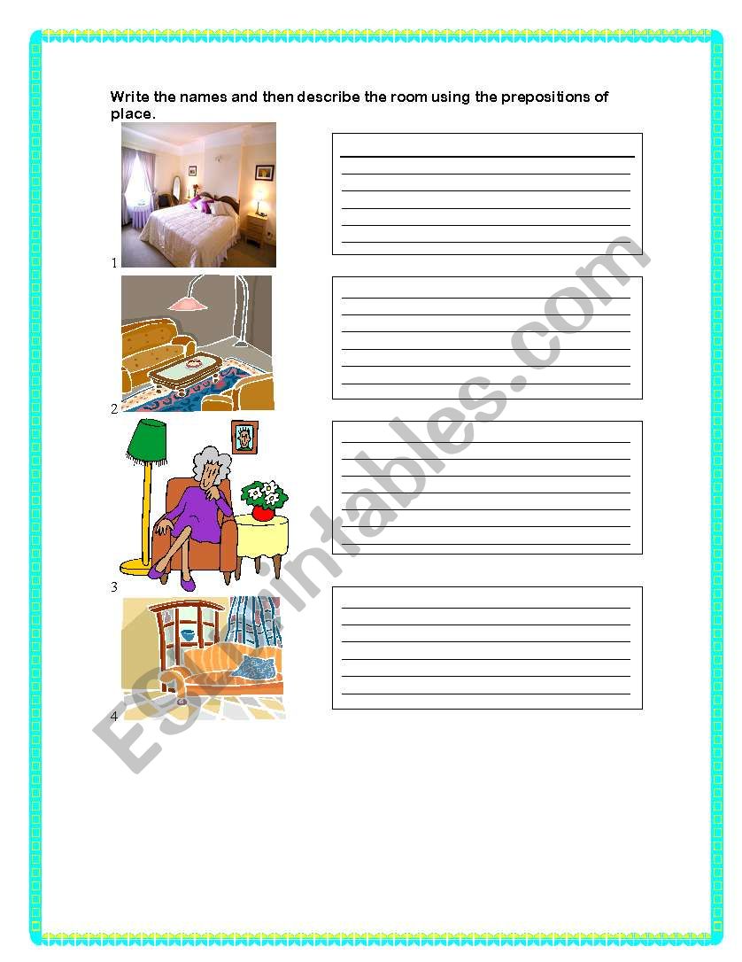 Describing Rooms of a house worksheet