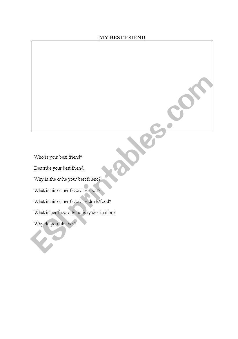 My Best Friend worksheet