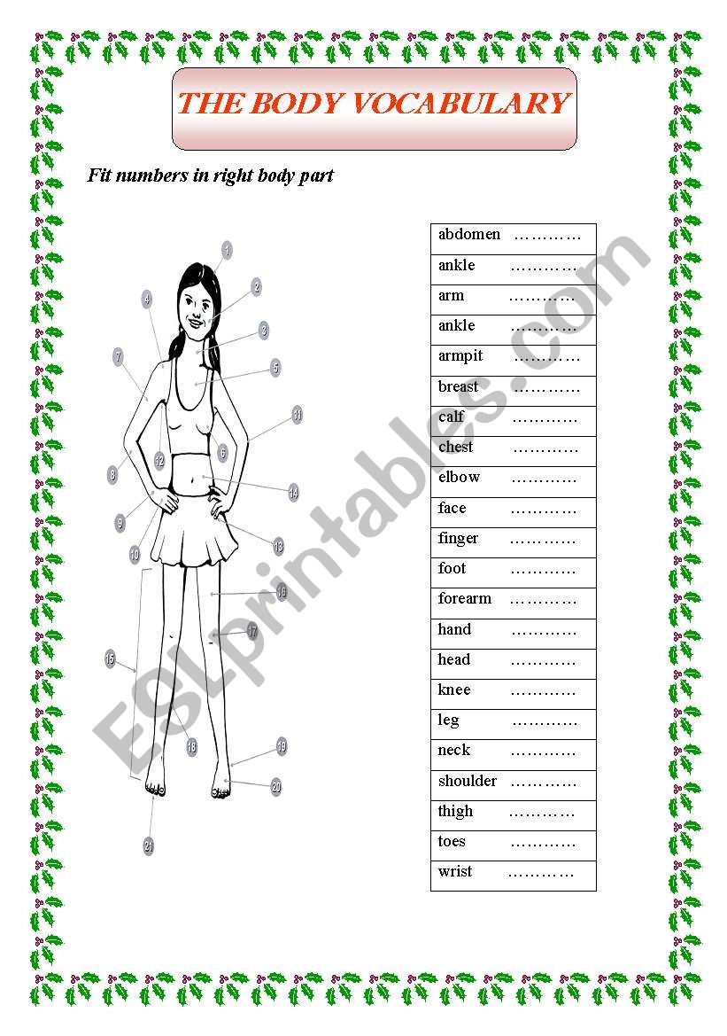 BODY PARTS worksheet