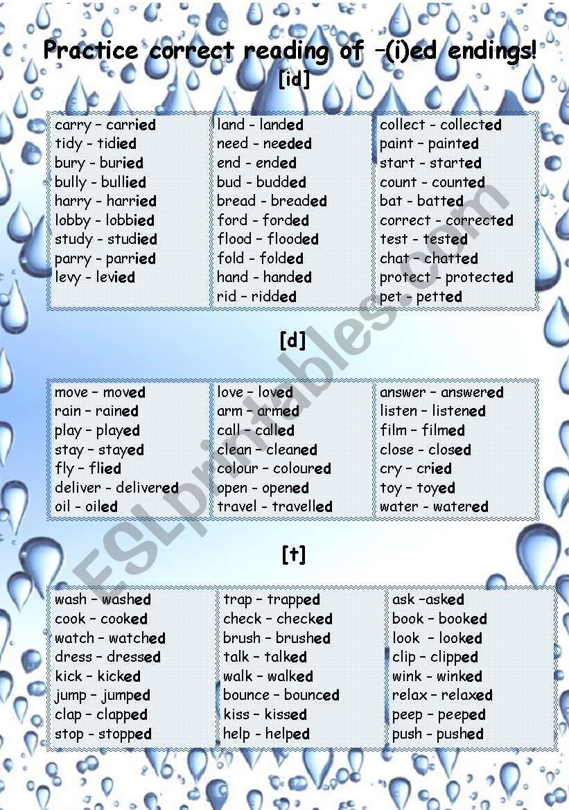 -(i)ed correct reading (Past Simple tense)