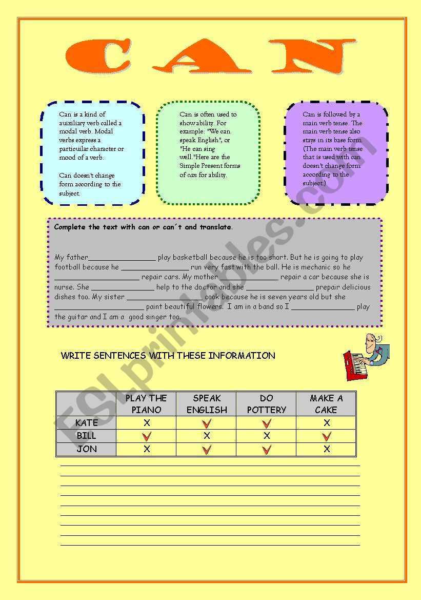 CAN worksheet