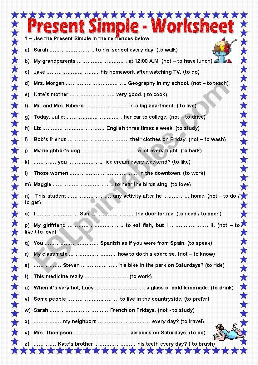 THE PRESENT SIMPLE EXERCISE - AFFIRMATIVE, NEGATIVE AND INTERROGATIVE FORMS