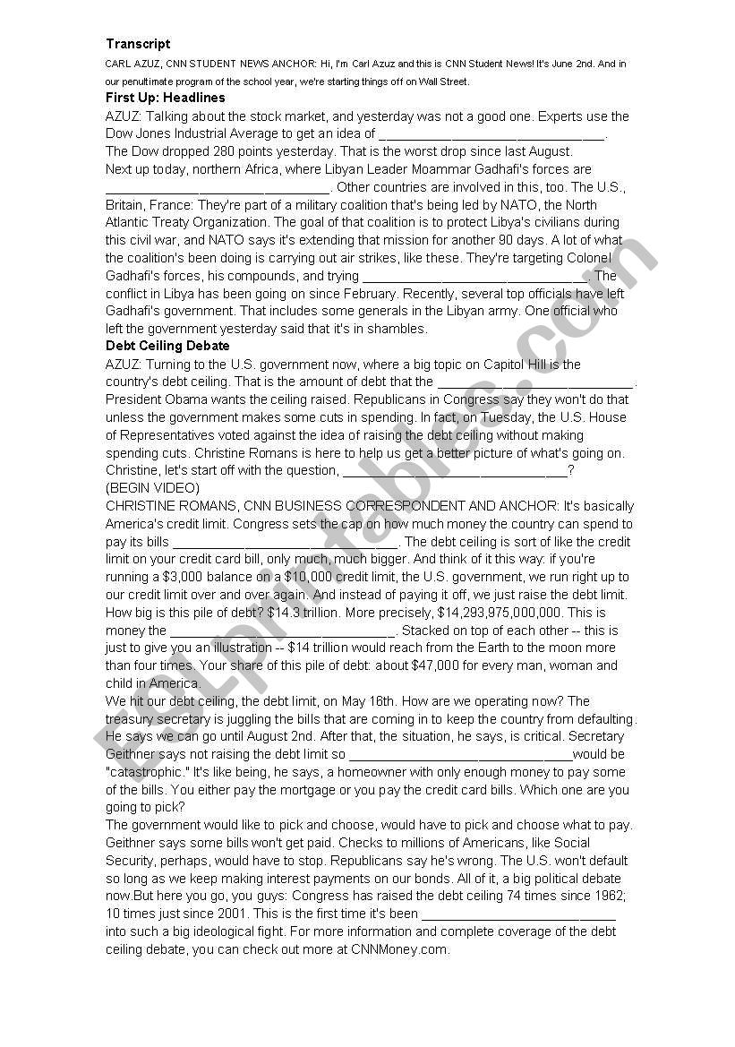 NEWS IN ENGLISH worksheet