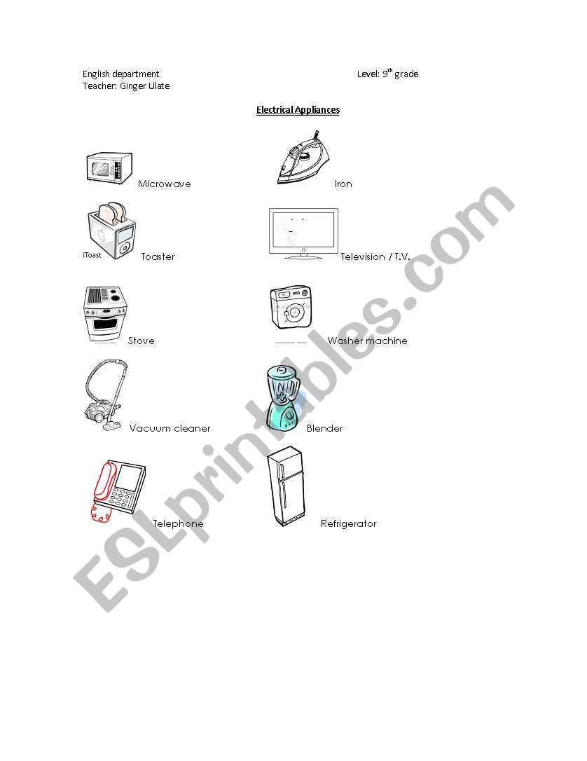 electrical devices worksheet