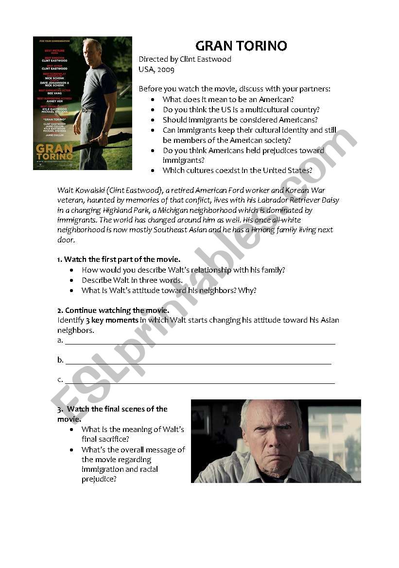 Gran Torino worksheet