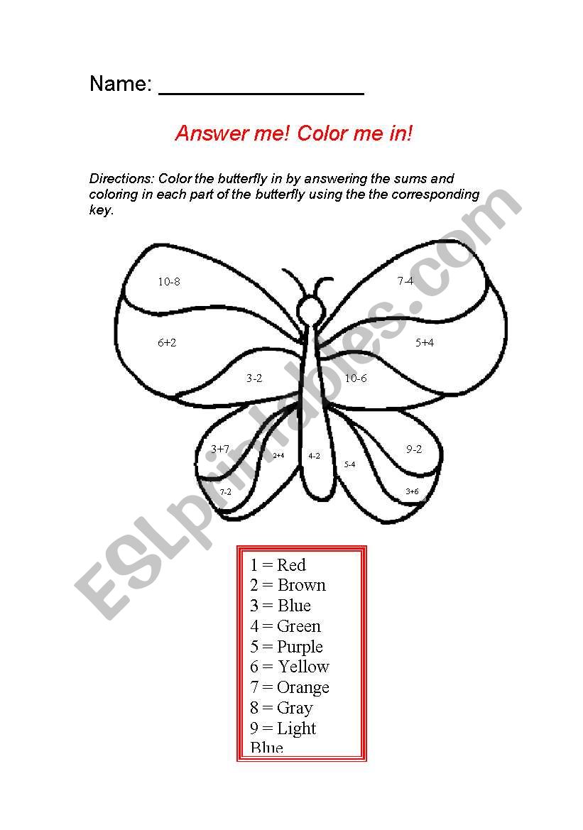 Color in the butterfly worksheet