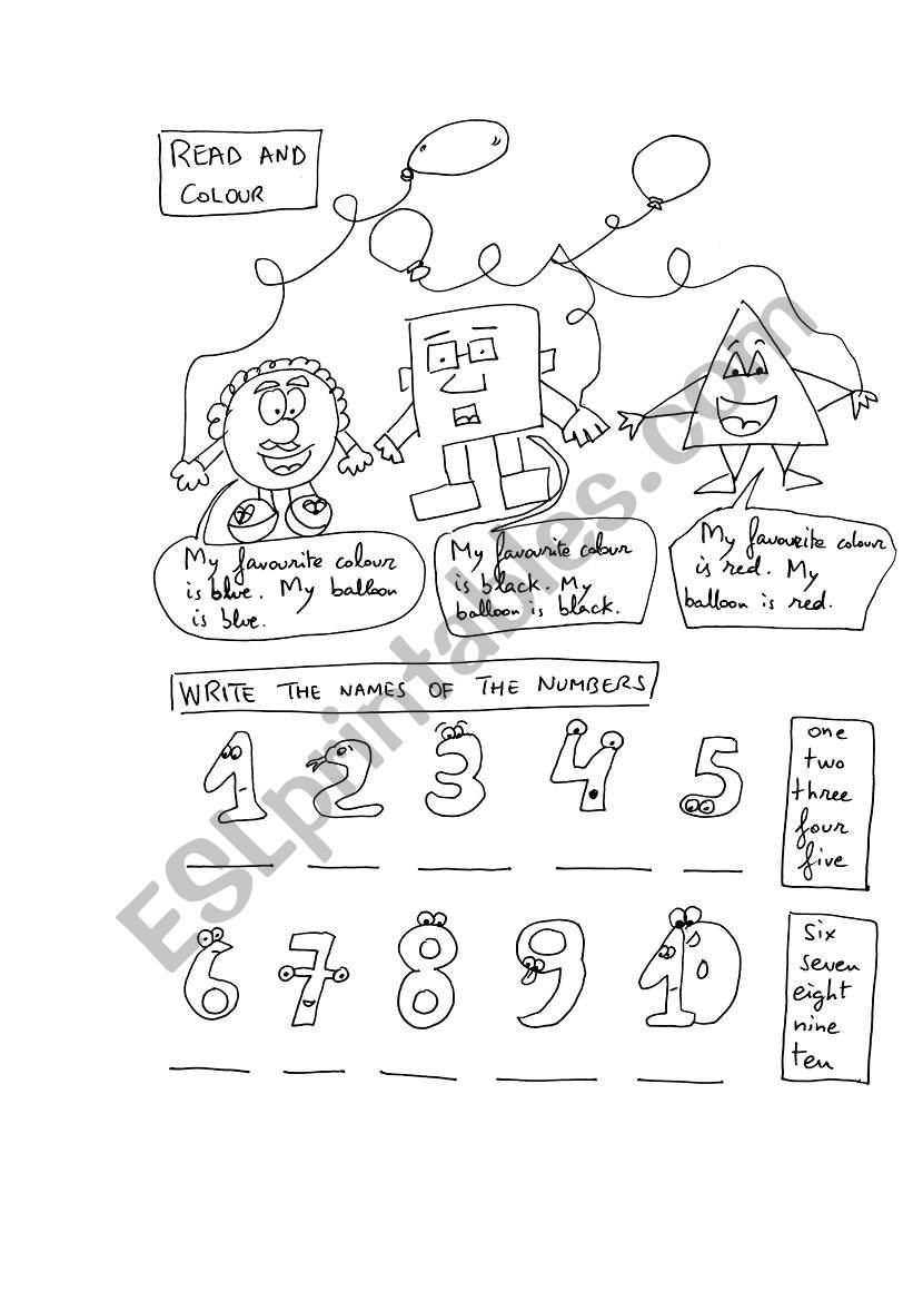 Numbers1 10 And Colours Activity Esl Worksheet By Hrym