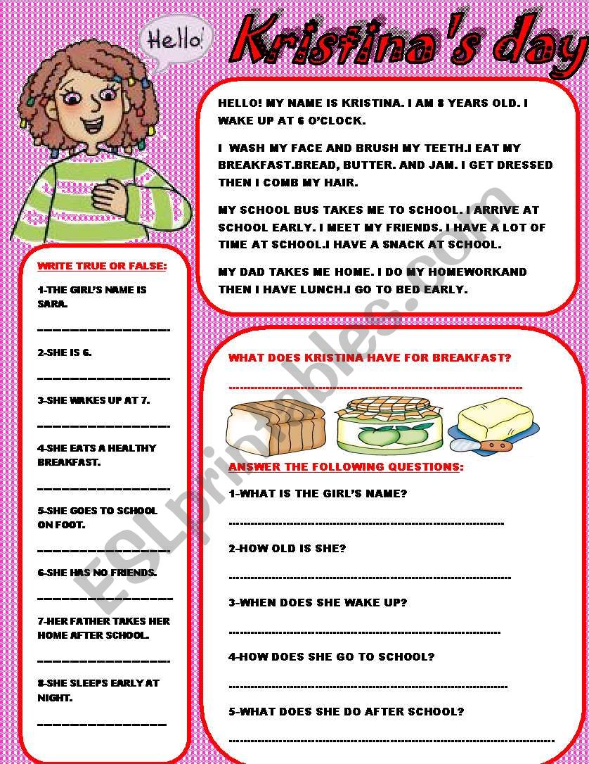 1/kristinaÂ´s day worksheet