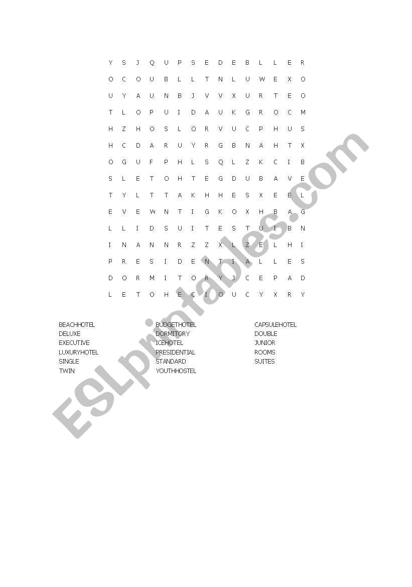 WORDSEARCH ACCOMODATION worksheet