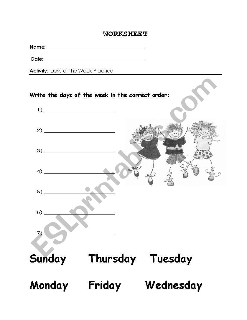 Days of the Week worksheet