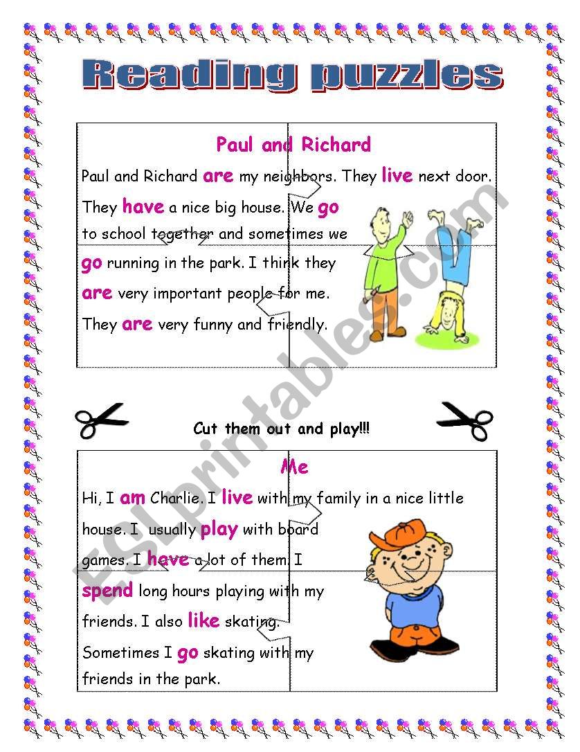 Reading puzzles 2 worksheet