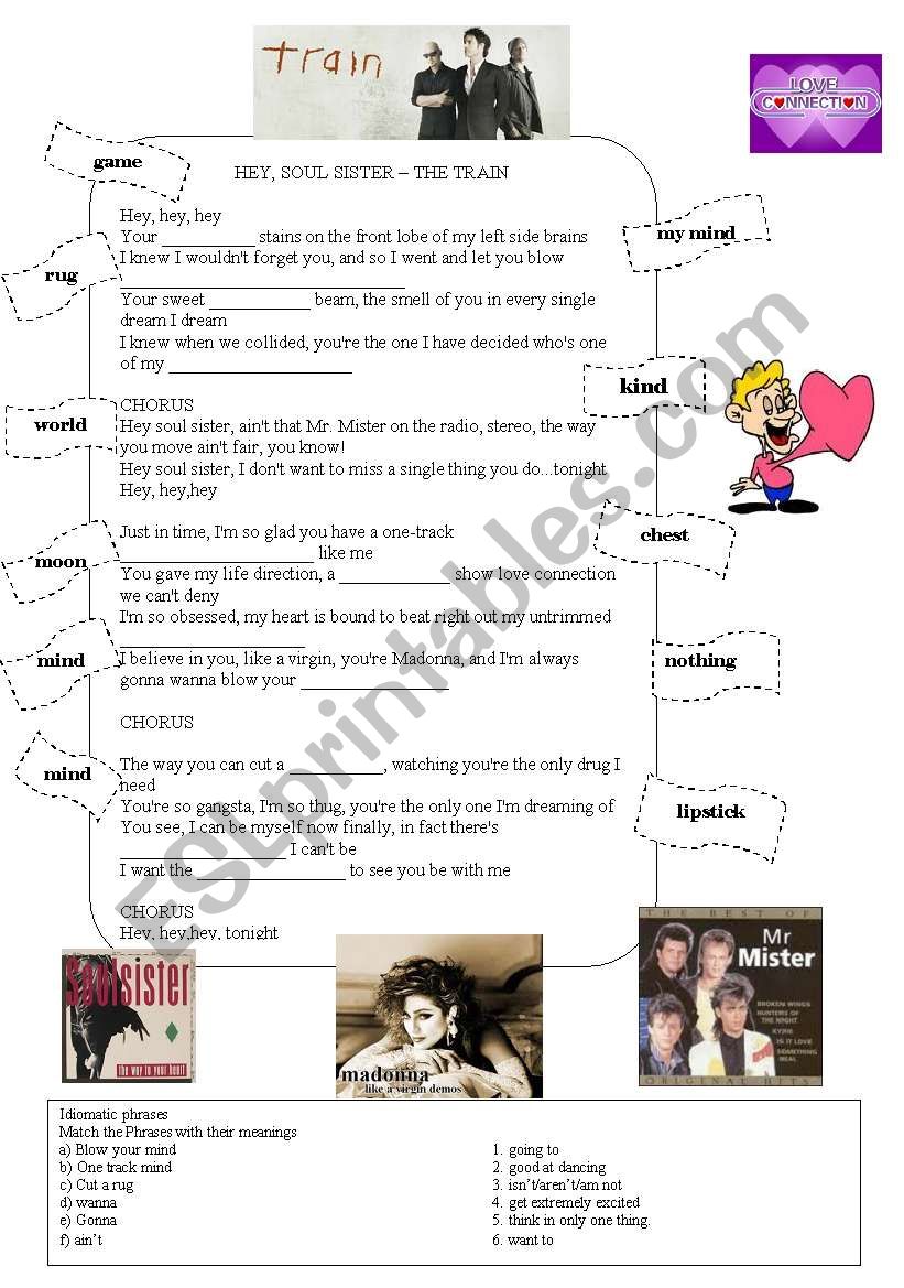 hey soul sister by train worksheet