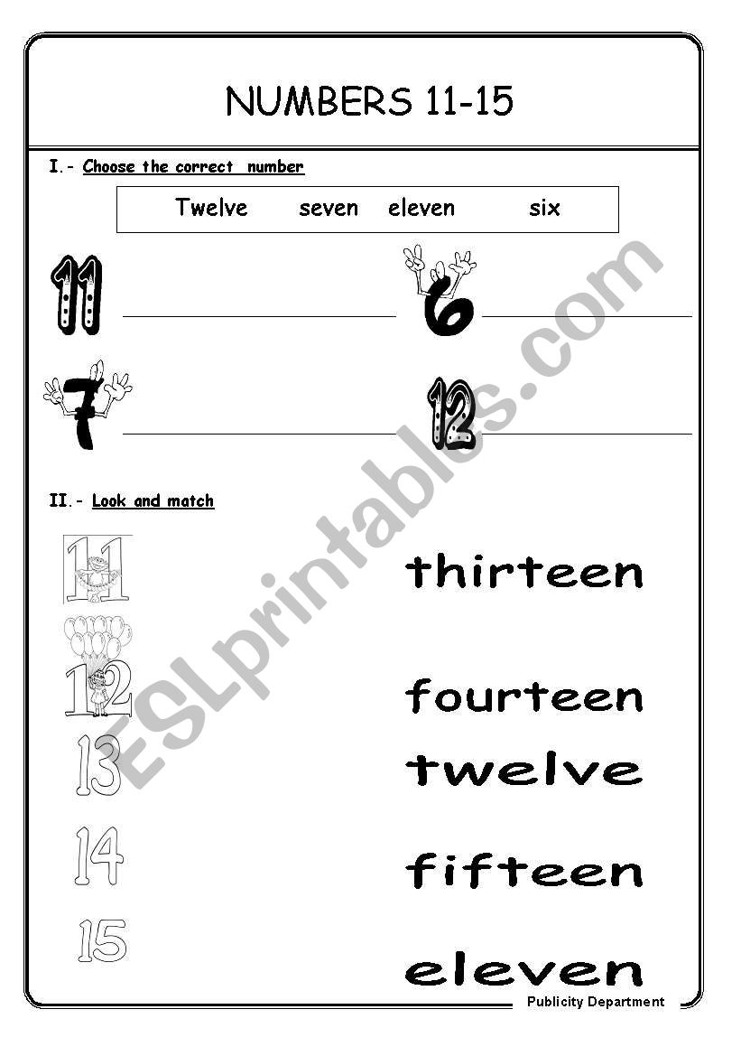 NUMBERS worksheet