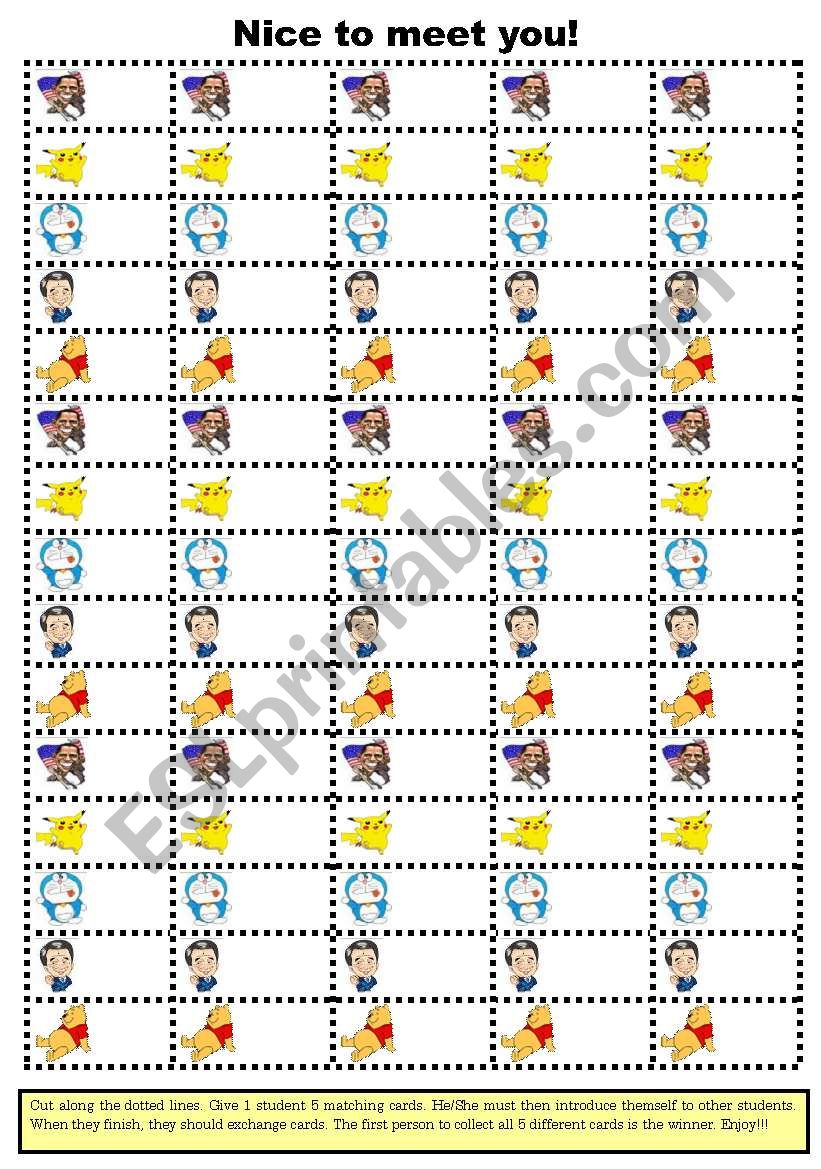 Nice to meet you. worksheet