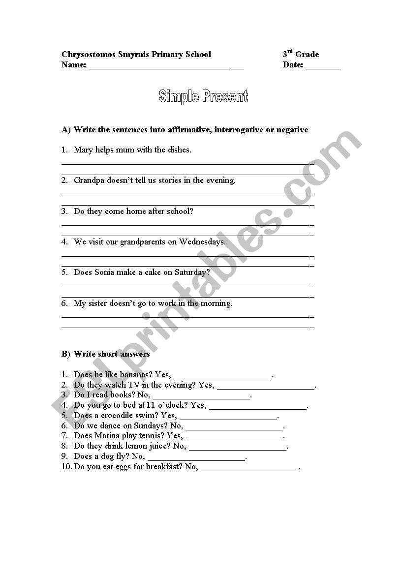 Simple Present worksheet