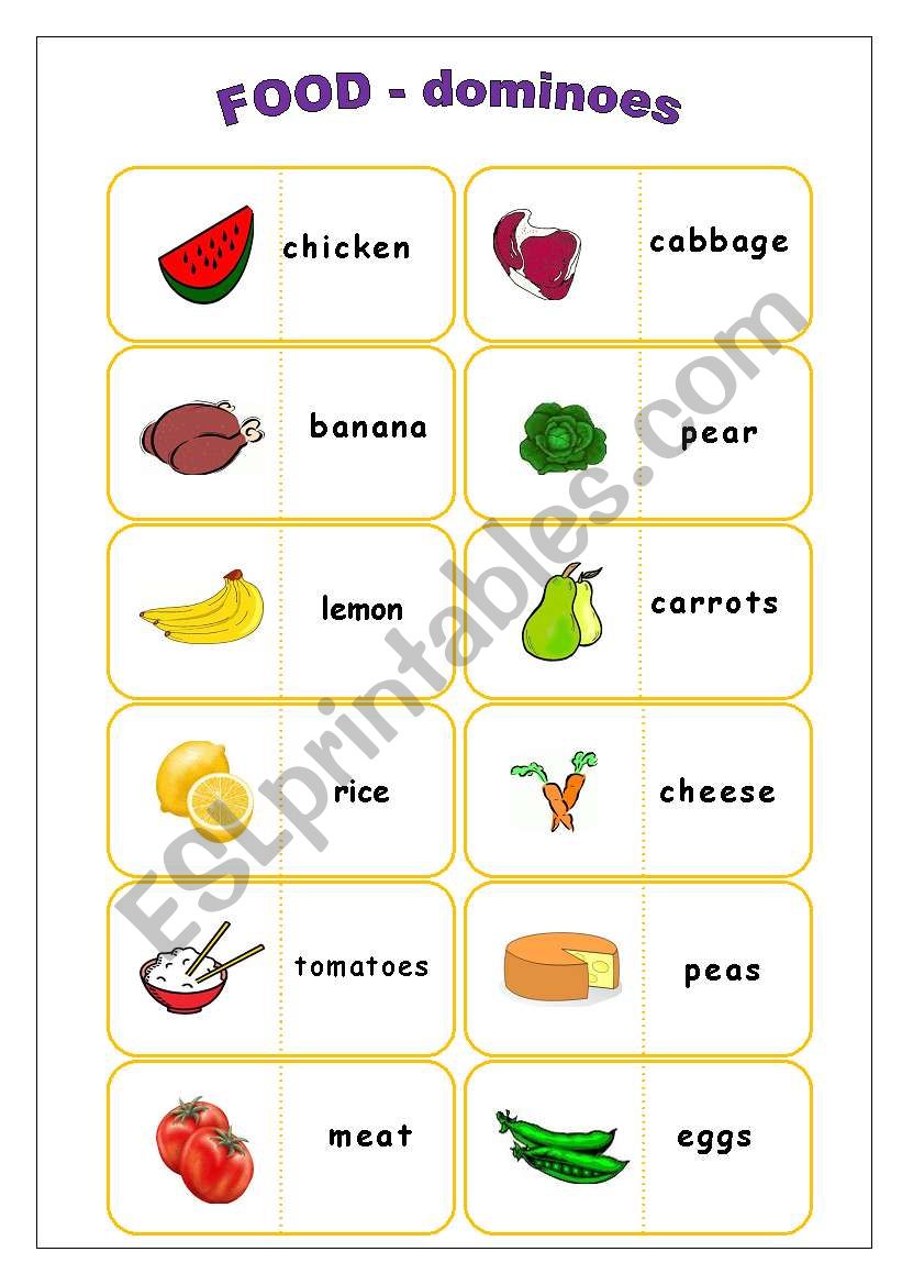 FOOD dominoes worksheet