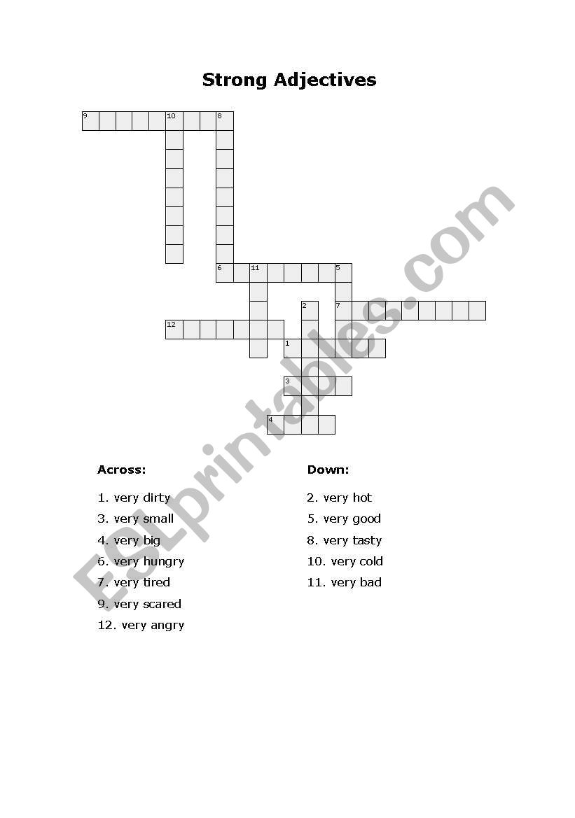 Strong Adjectives Crossword worksheet