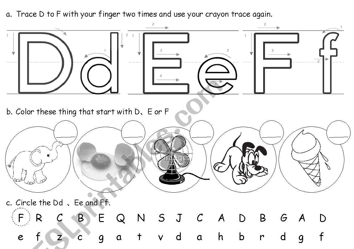 Treac D to F worksheet