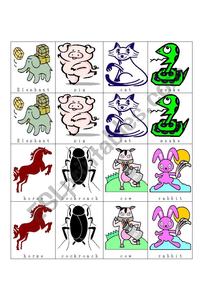 animals worksheet