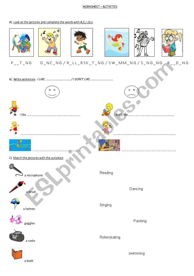 ACTIVITIES worksheet