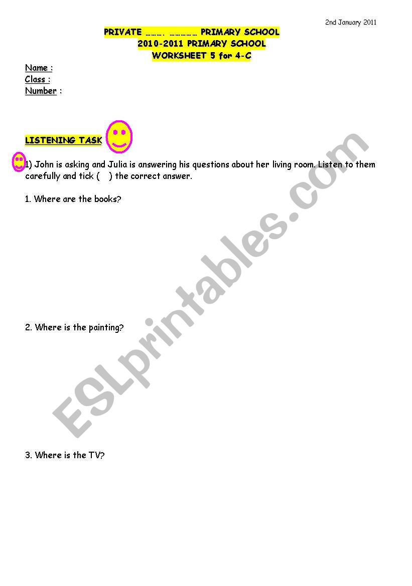 FURNITURE worksheet