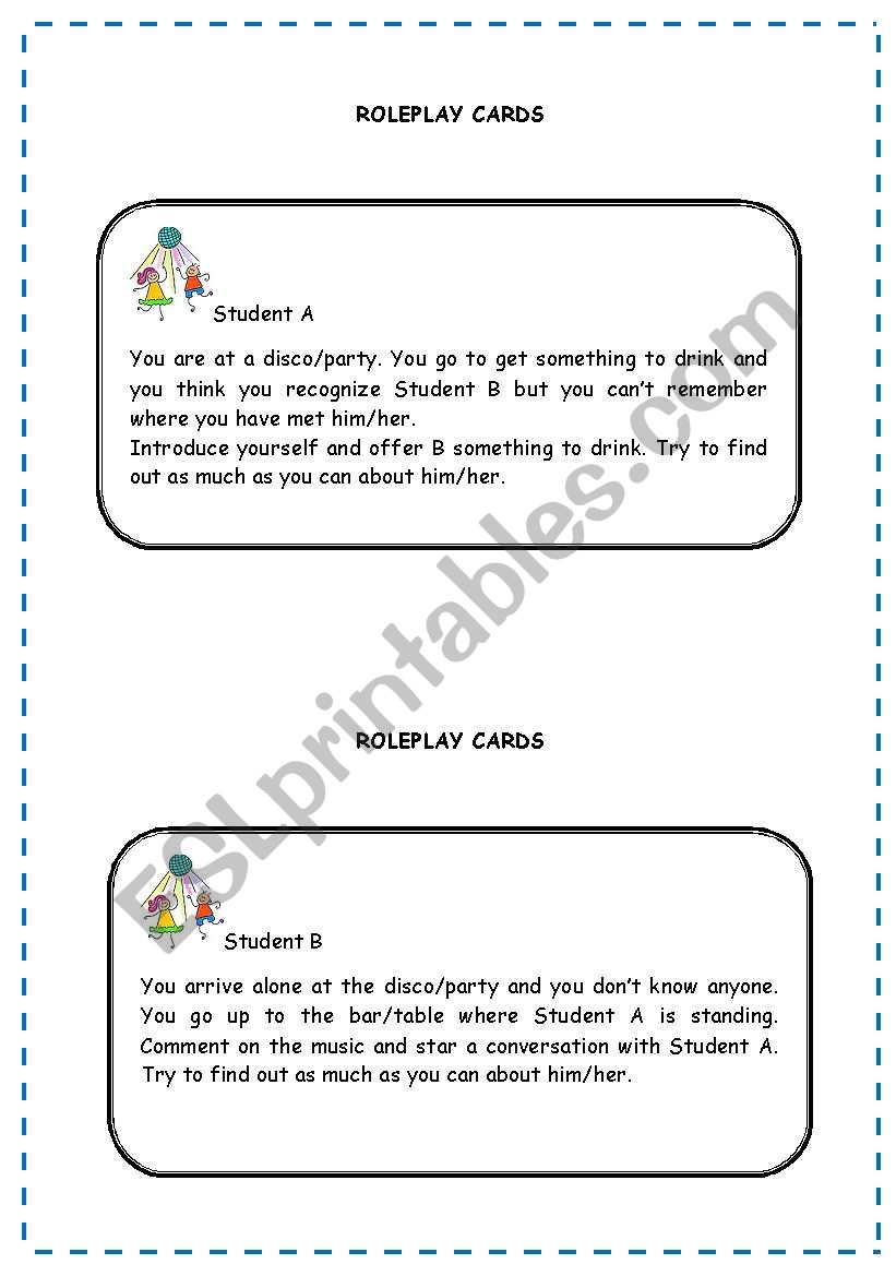 ROLEPLAY CARDS worksheet