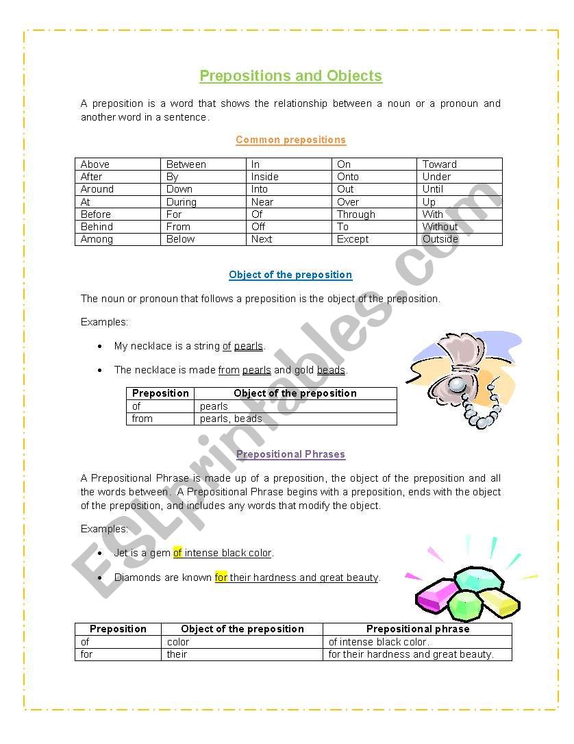 Prepositions and Prepositional Phrases