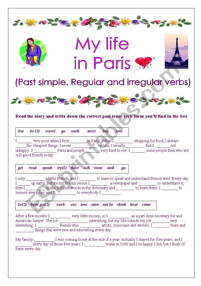 my life in paris worksheet