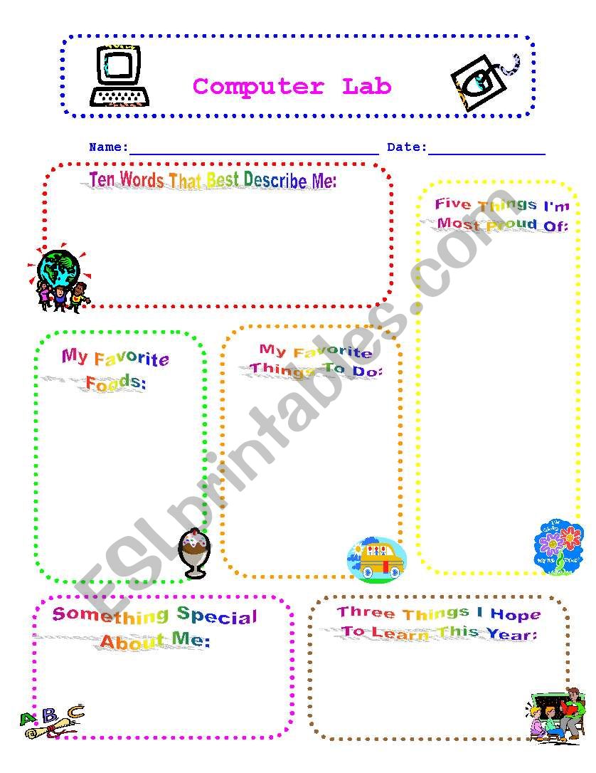 English Worksheets Computer Lab