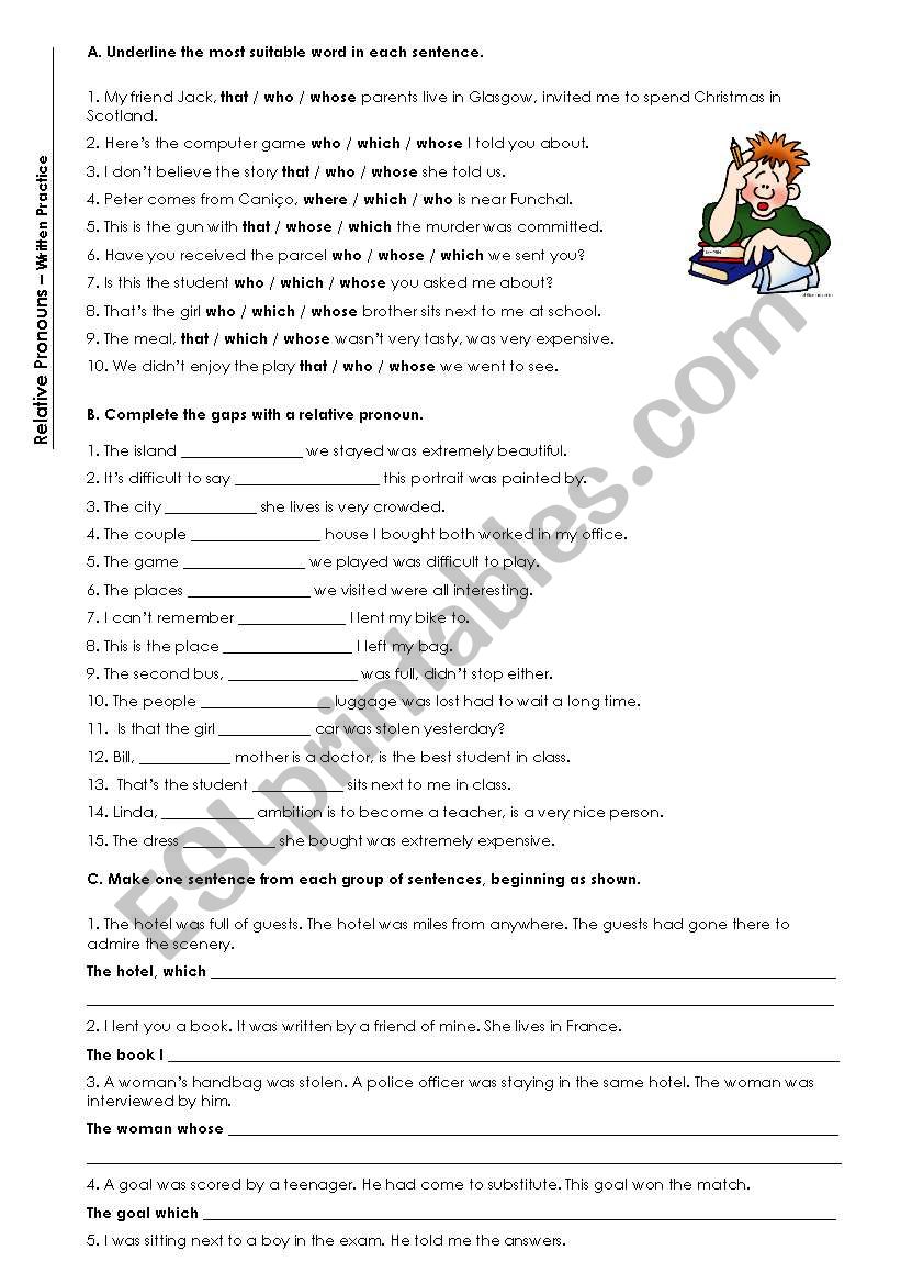 Relative Clauses worksheet