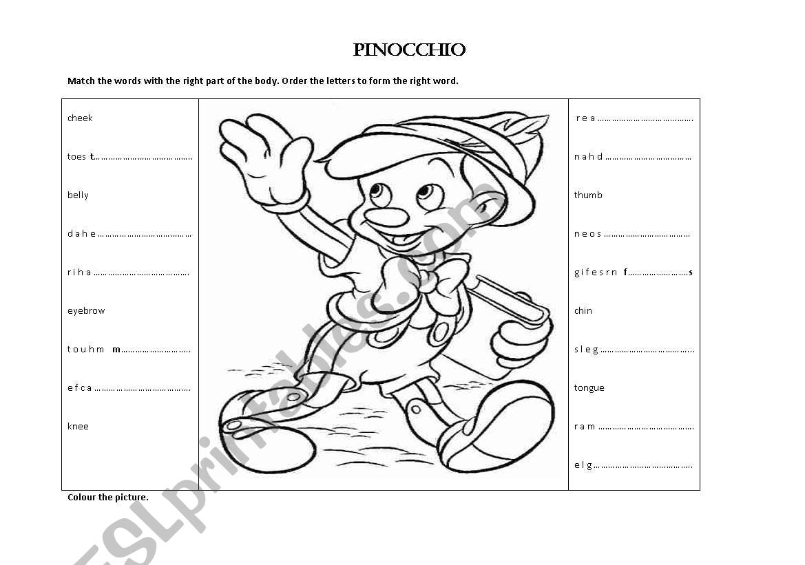 Pinocchio worksheet
