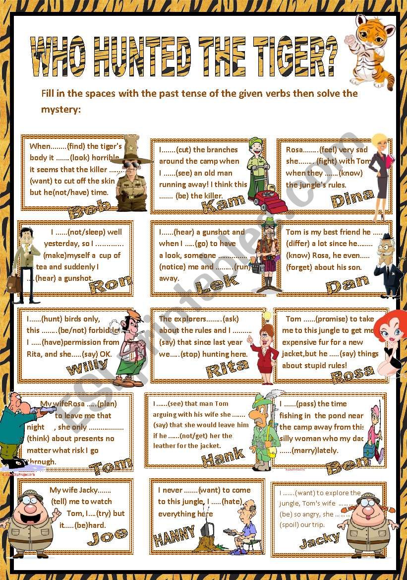 WHO HUNTED THE TIGER? worksheet