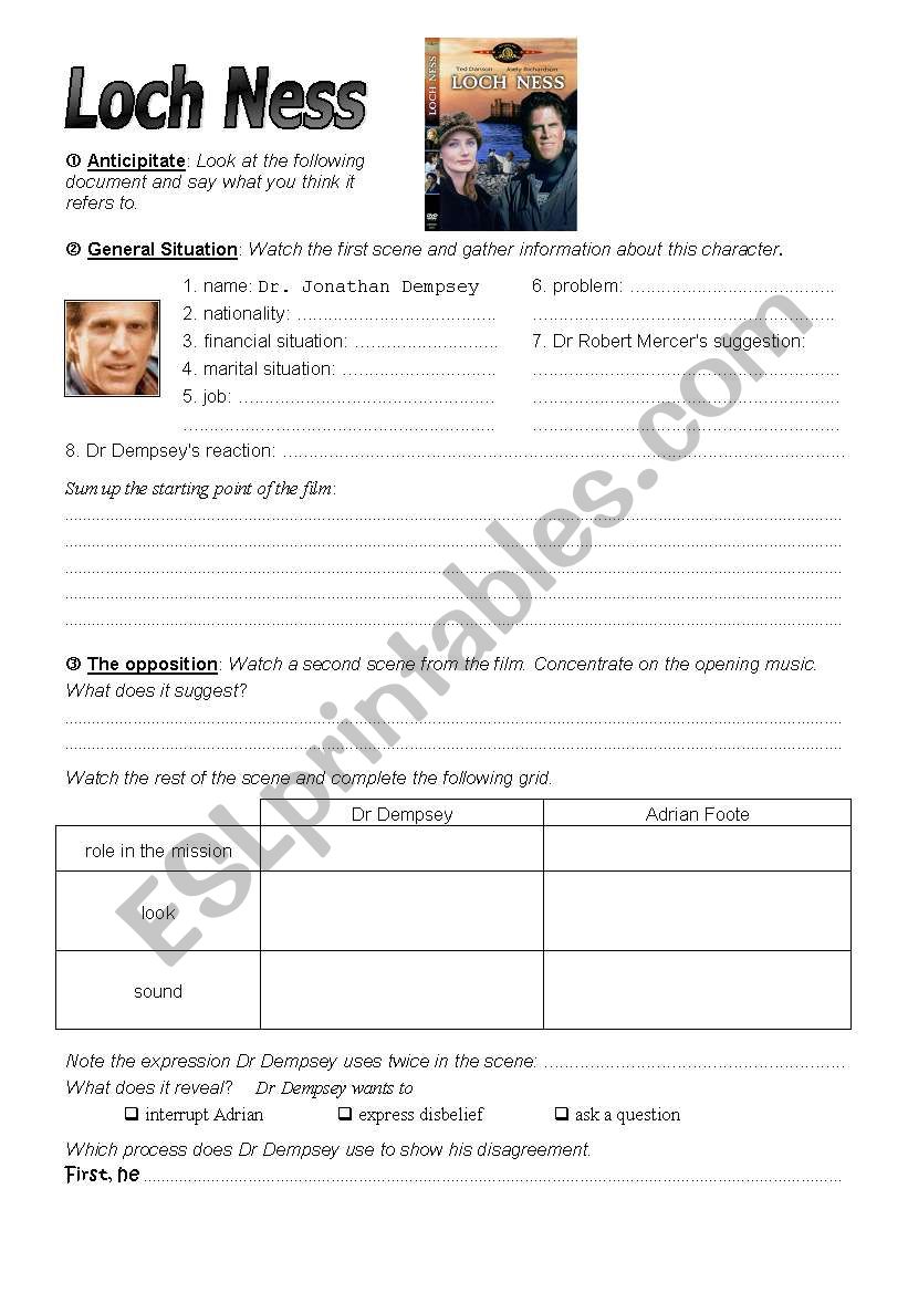 Loch Ness - The movie worksheet