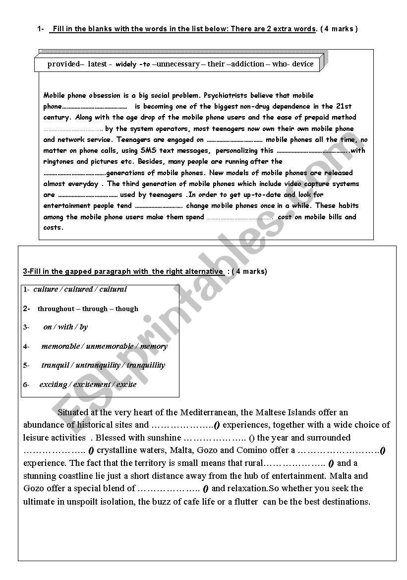 Consolidation tasks 2nd + 3rd Form secondary