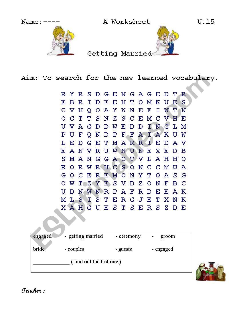 wedding worksheet