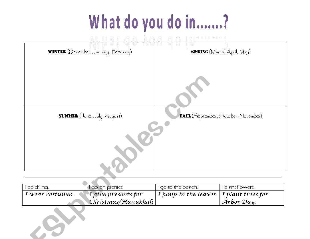 What do you do in...? worksheet