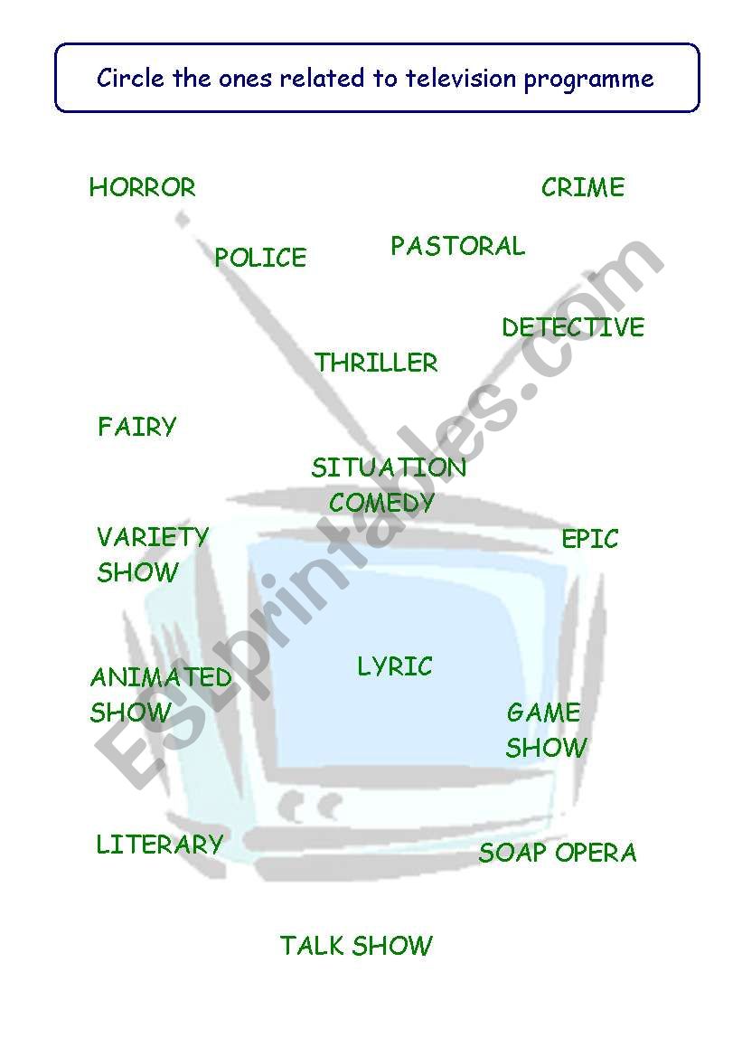 Television Programme worksheet