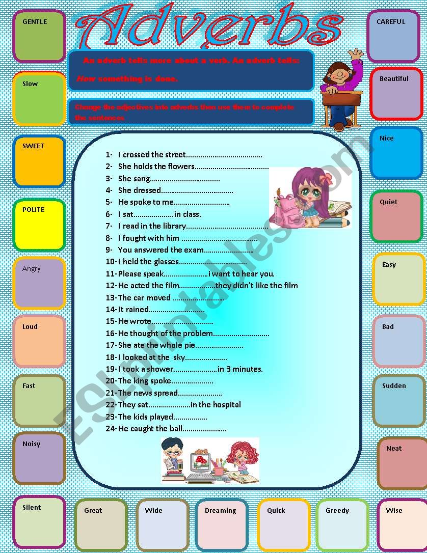 adverbs worksheet