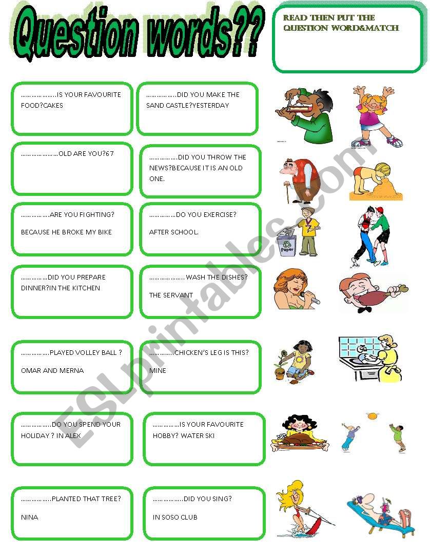 QUESTION WORDS worksheet