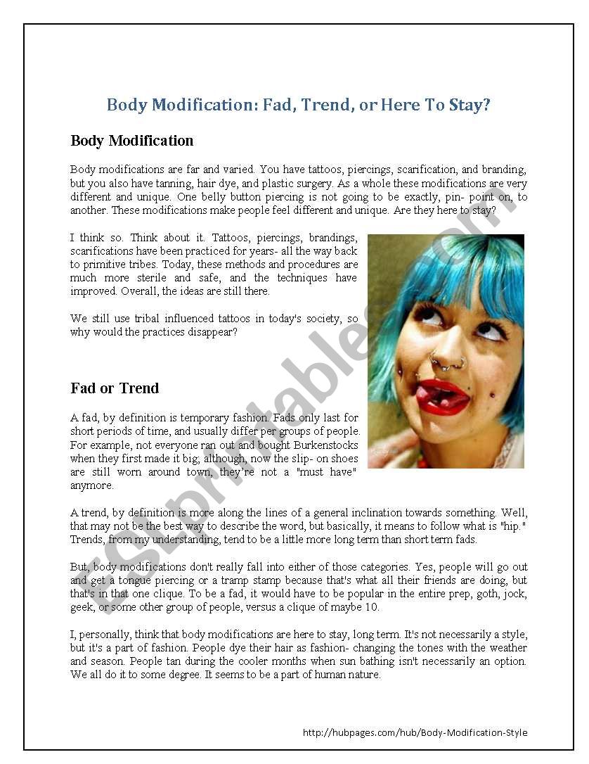 Body Modification: Fad, Trend, or Here to Stay?