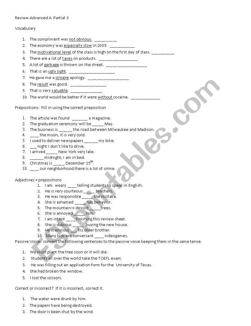 Amy Farry Exam  worksheet